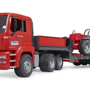 Bruder – MAN TGA truck with low loader trailer & Manitou telehandler (02774) – Gratis frakt v:4805700