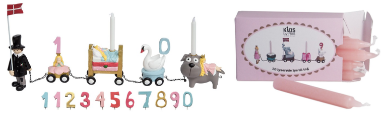 KIDS by FRIIS – Fairytale Girl Birthday Train 50 cm & Light Pink Candles – 10 pcs. (Bundle) – Gratis frakt v:2393977