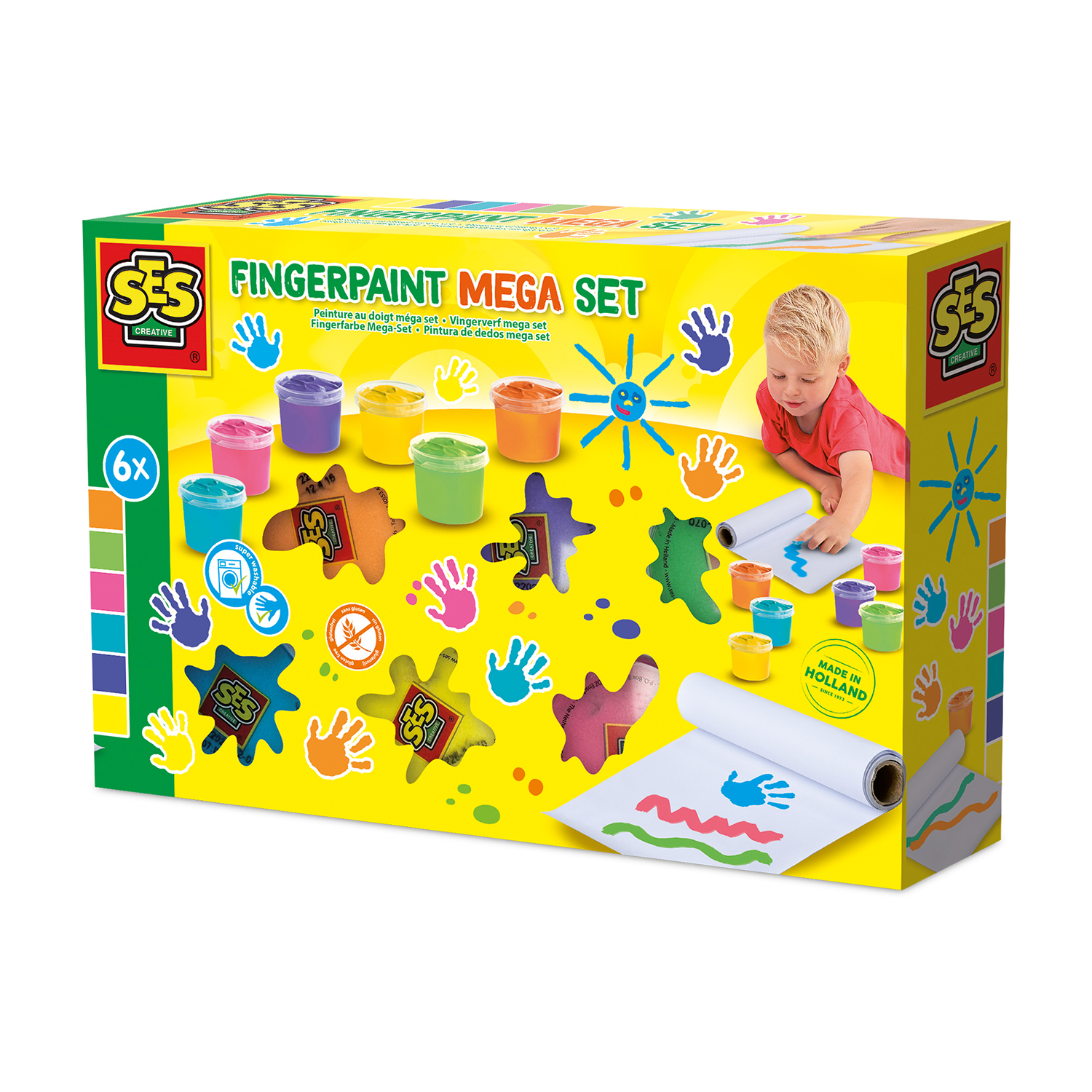 SES Creative – Fingerpaint Mega Set vannoppløselig fingermaling Multi – (S00393) v:2956616