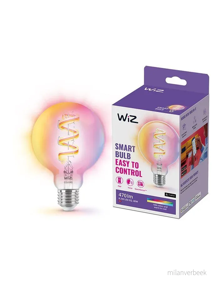 WiZ - E27 - Color & Tunable White Filament Bulb - Globe - WiFi v:4418797
