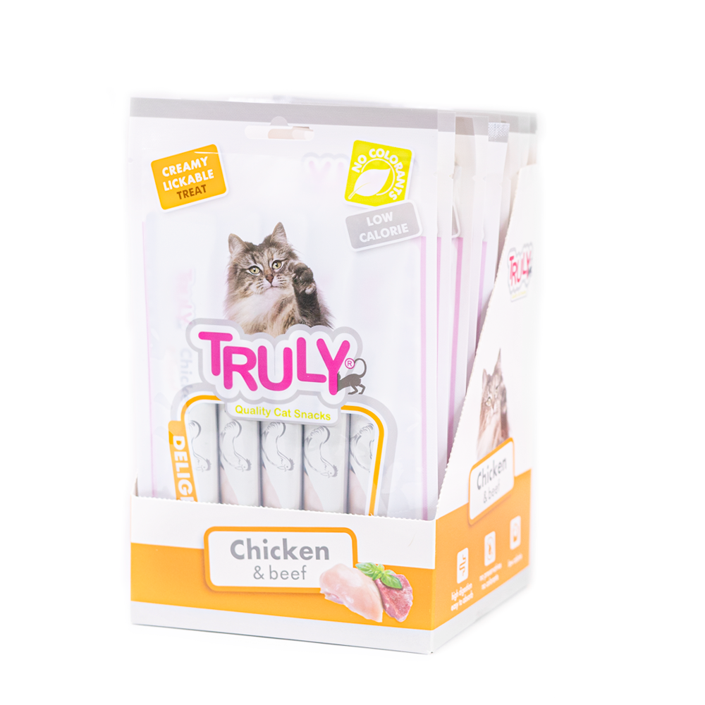 Truly – 12 x 5pcs Cat Creamy Lickable Chicken & Beef total 840gr v:8022891