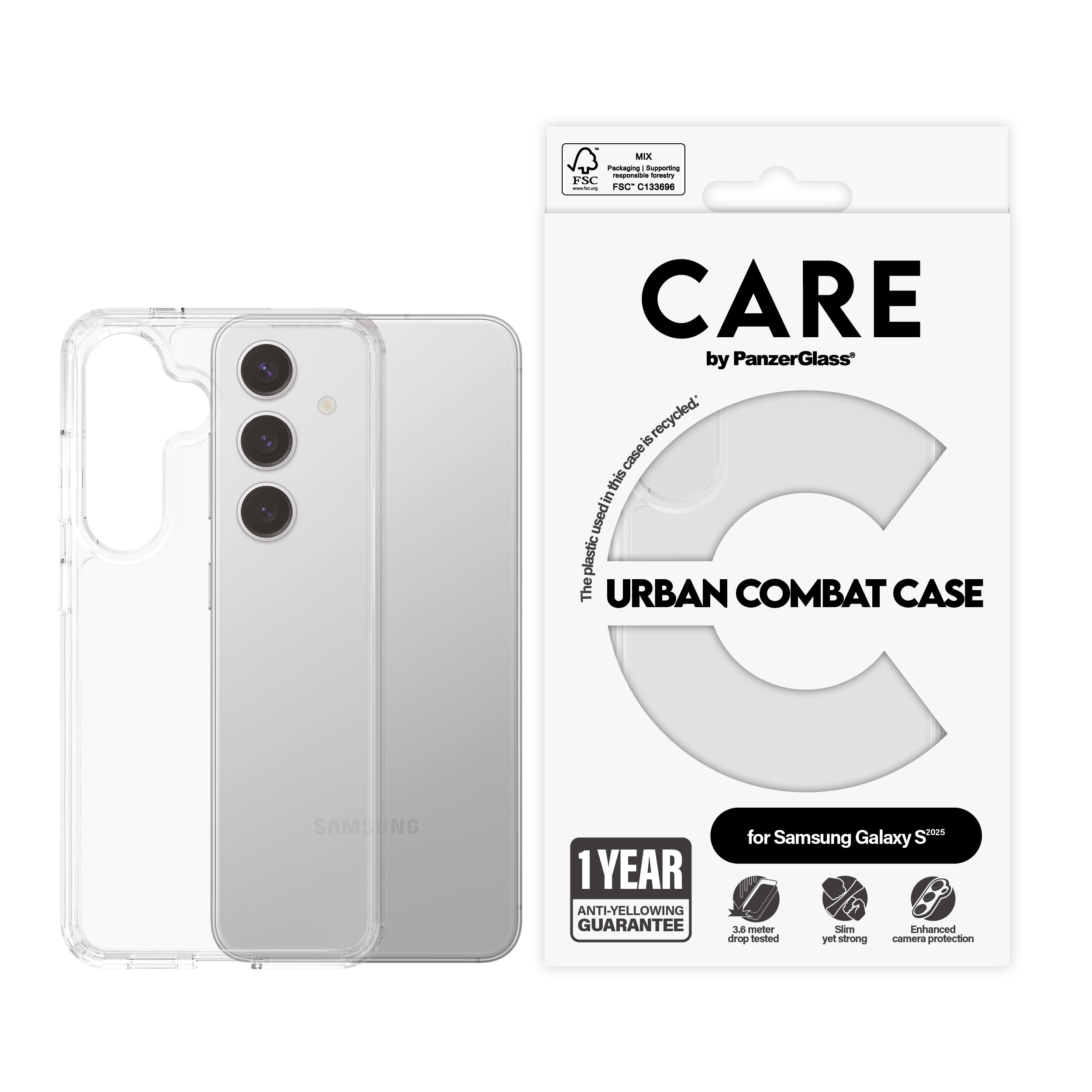 CARE by PanzerGlass - Flagship Case Transparent Urban Combat w. Clear Frame Samsung Galaxy S 2025 v:2124791