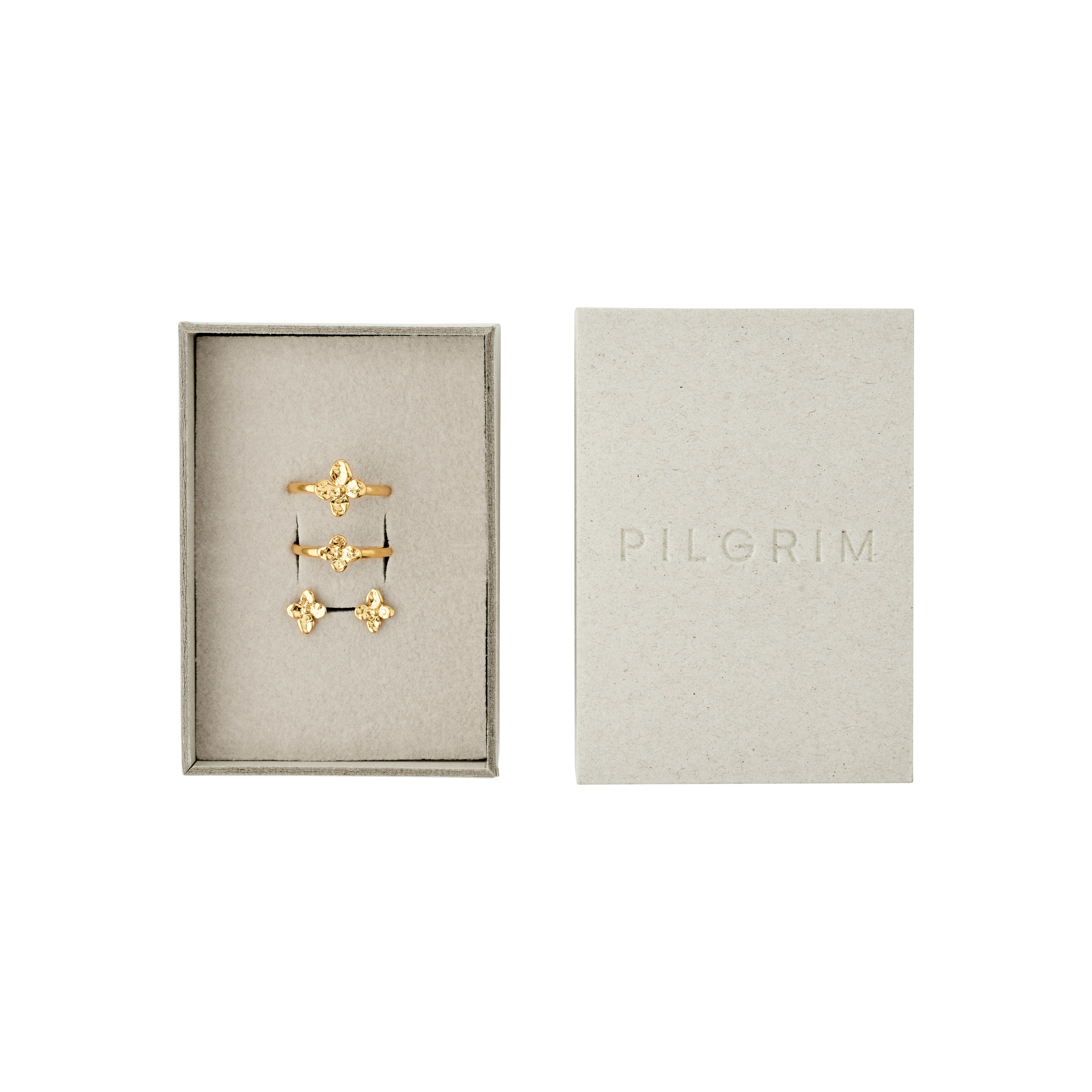 PILGRIM – SANINE Gift Set – Gold-Plated – Adjustable Rings – Gratis frakt v:4759110