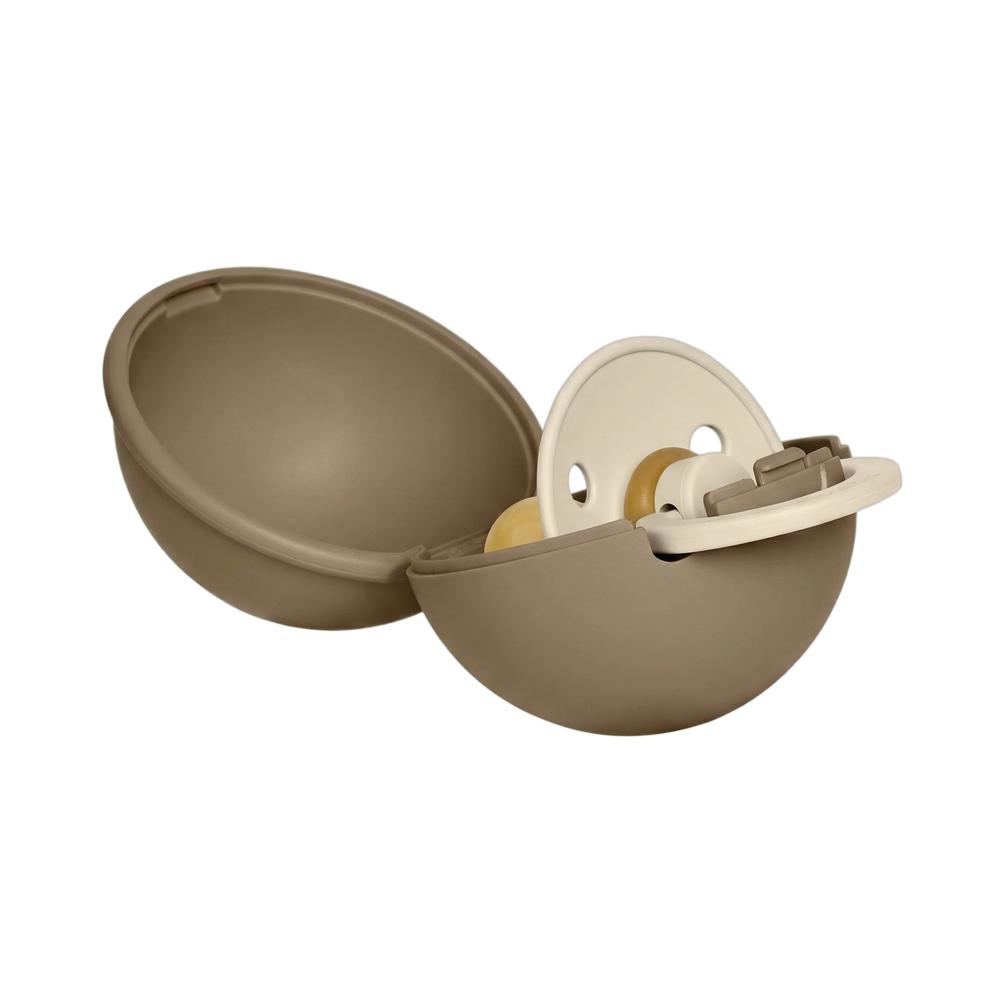 BIBS - Colour Pacifier Round Latex & Pacifier Case Mini - Vanilla / Dark Oak - Size 1 v:2946915
