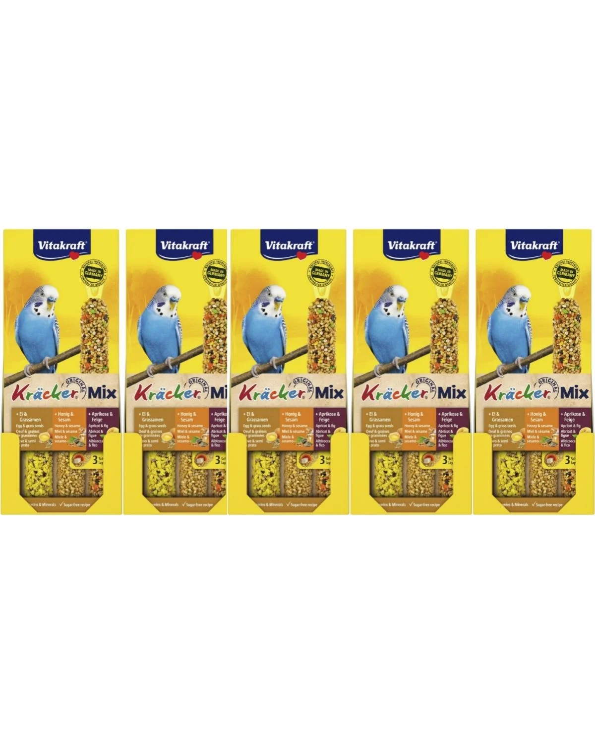 Vitakraft - Bird treats - 5 x Kräcker Mix Honey/fruit/egg for budgies (bundle) v:5947794
