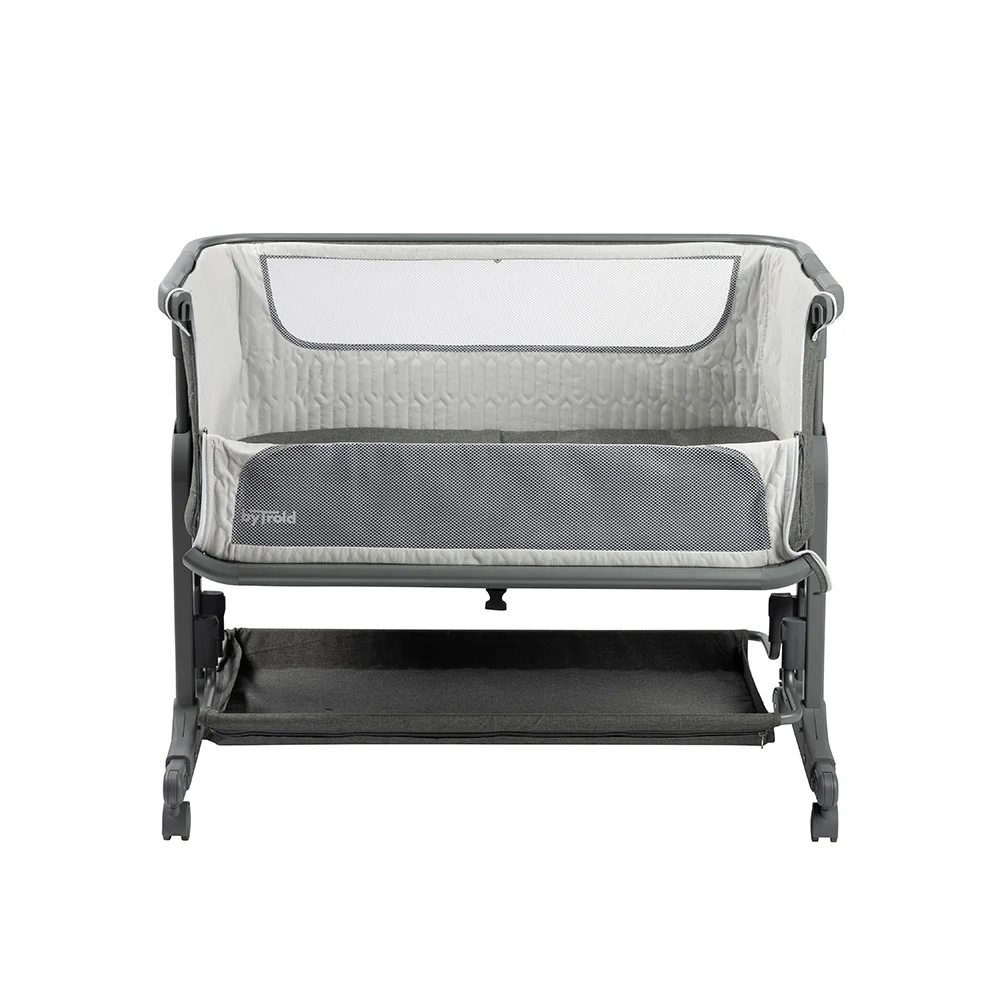 Babytrold – Bedside Sleep Tight with Wheels – Grey – 92 x 55 x 70.5-82 cm – Gratis frakt v:1633643