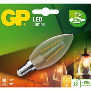 GP – LED Lamp Filament Mini Candle, E14, 2W (25W), 250lm v:7413244 GP – LED Lamp Filament Mini Candle, E14, 2W (25W), 250lm v:7413244
