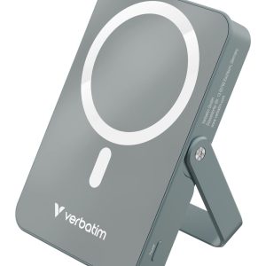 Verbatim – Charge 'n' Go Magnetic Wireless Power Bank with stand – 10000 mAh – Glass Grey v:2167031 Verbatim – Charge 'n' Go Magnetic Wireless Power Bank with stand – 10000 mAh – Glass Grey v:2167031