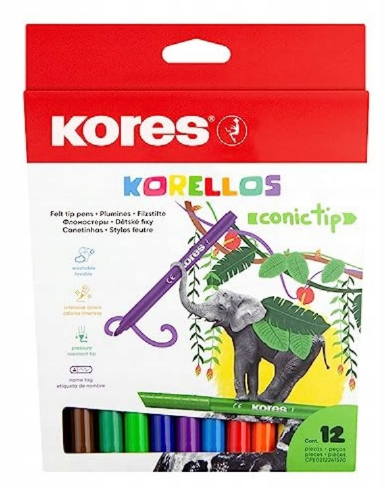 Kores – Conical Tip Markers – 12 Pack (729043) v:9817189