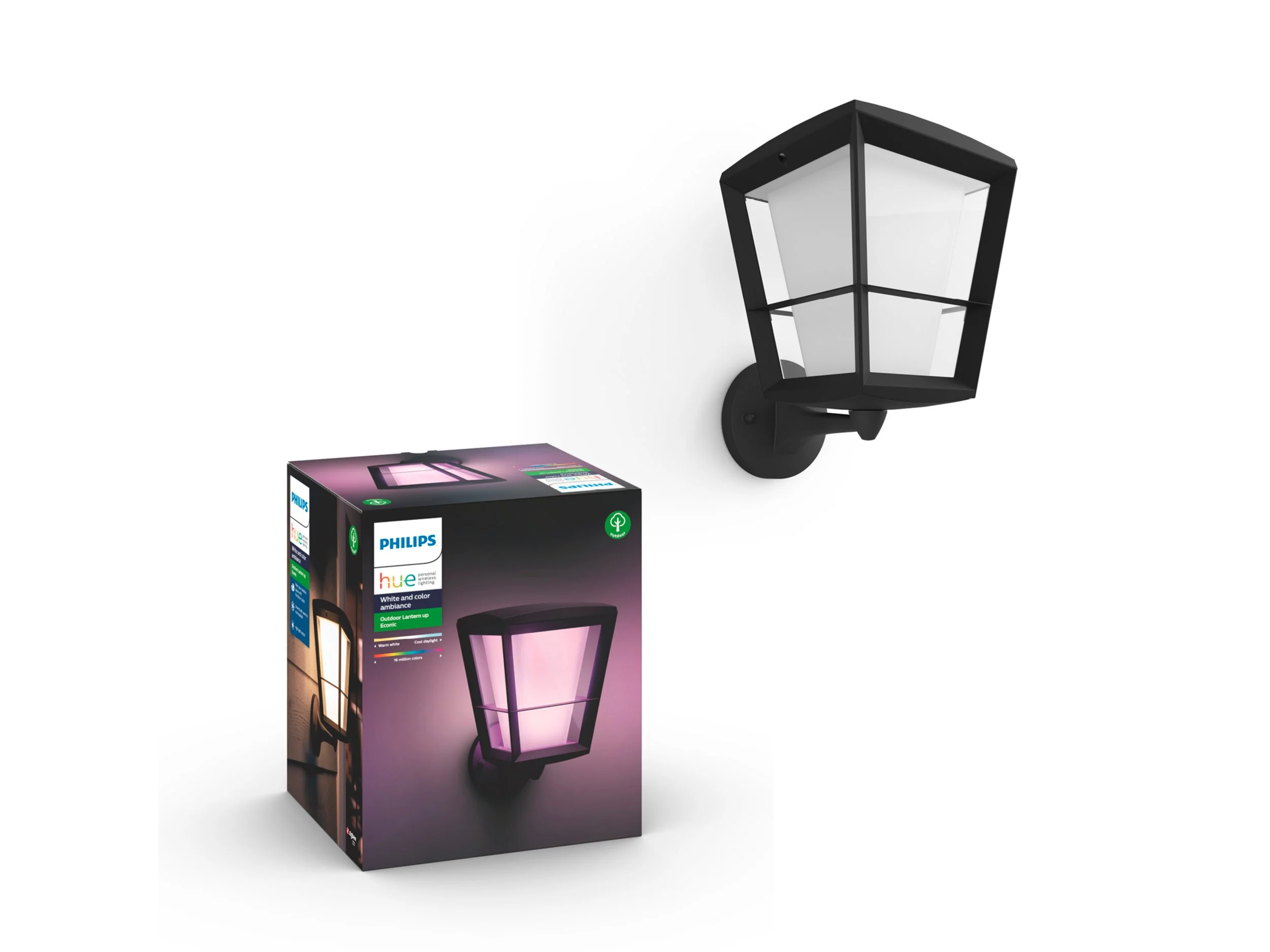 Philips Hue - Econic Oppover Vendt Vegglykt Utendørs - White & Color Ambiance - Gratis frakt v:1580729