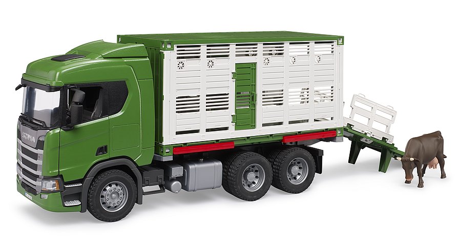 Bruder - Scania Super 560R Cattle transportation truck with 1 cattle (03548) - Gratis frakt v:3048816