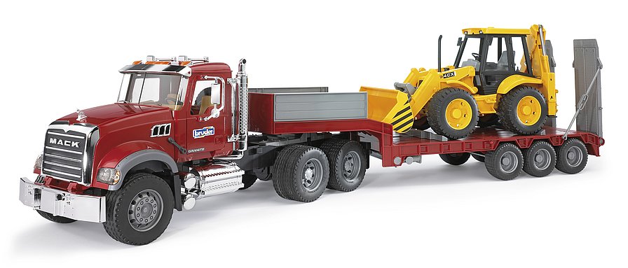 Bruder - Brother MACK granite truck with low-loader and JCB 4CX backhoe loader (02813) - Gratis frakt v:2411412