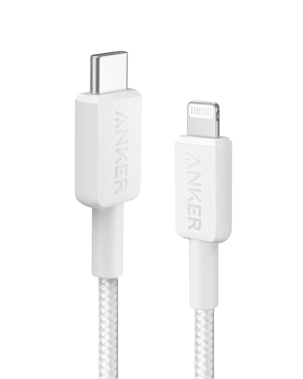 Anker - 322 USB-C til Lightning Kabel (3ft Flettet) – Hurtiglading – Hvit v:7873364