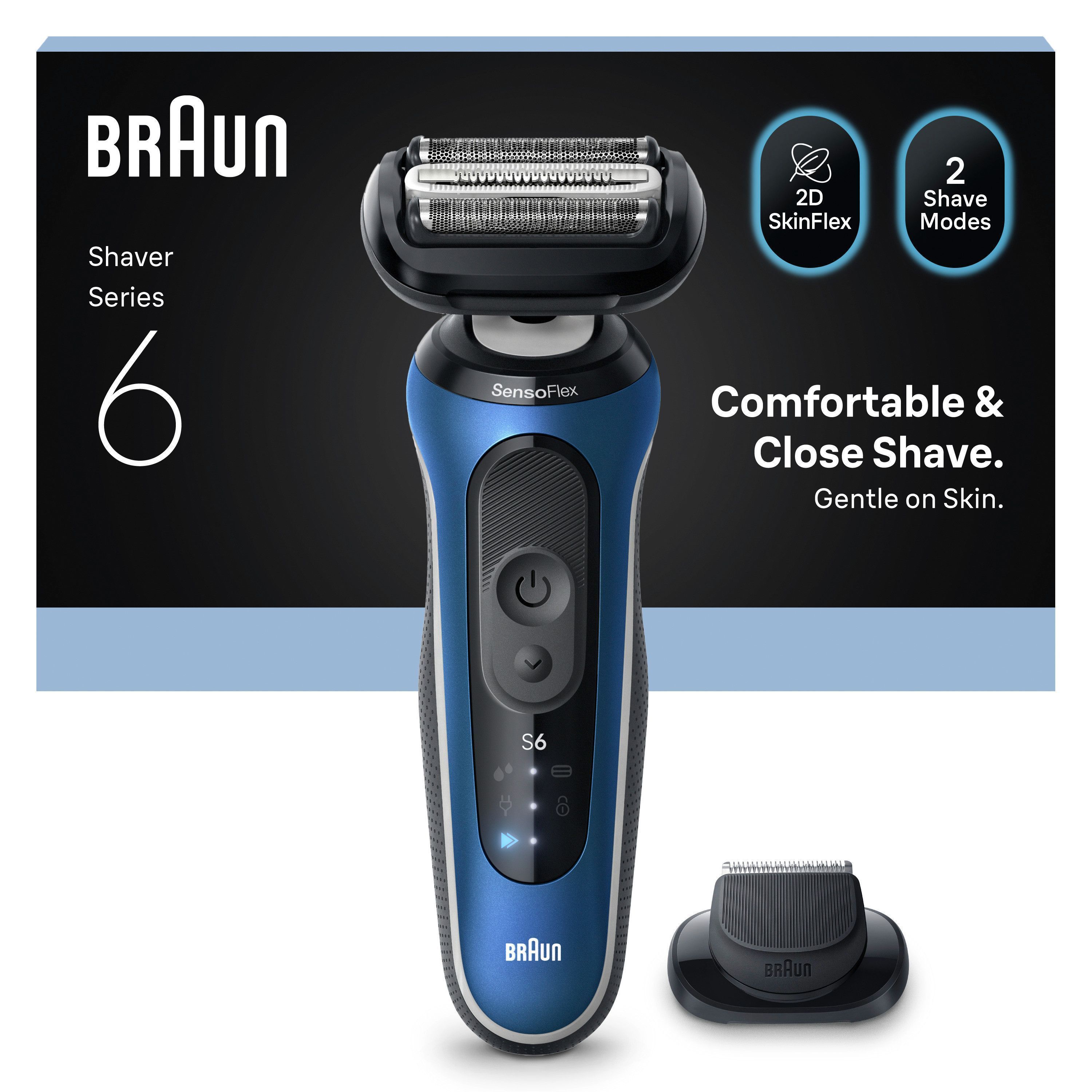 Braun – Series 6 Elektrisk Barbermaskin +1 Tilbehør – Blå – Gratis frakt v:5259640