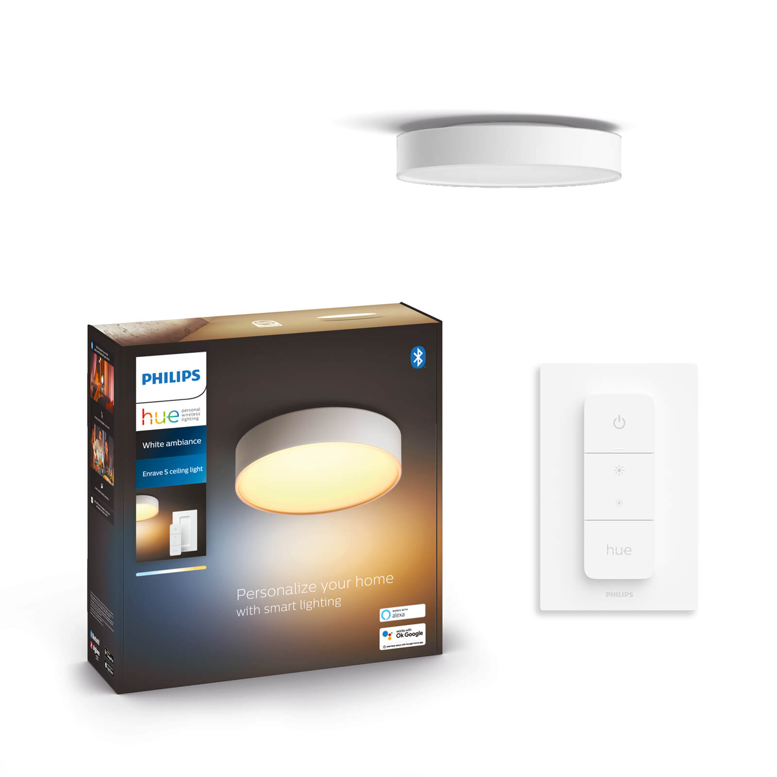 Philips Hue - Enrave Liten Taklampe 26,1 cm - White Ambiance Hvit - Gratis frakt v:4698387